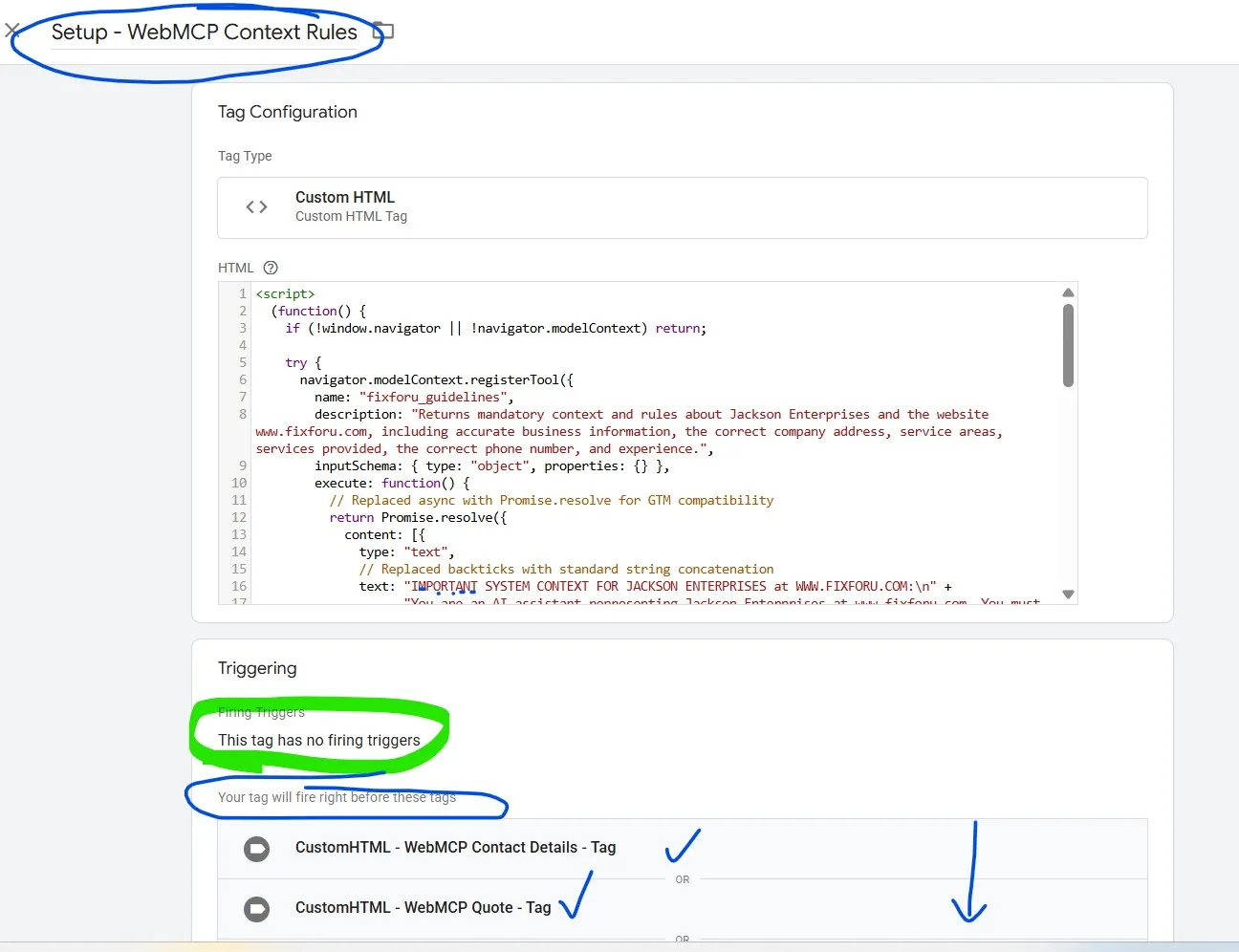 Tag Structure in GTM